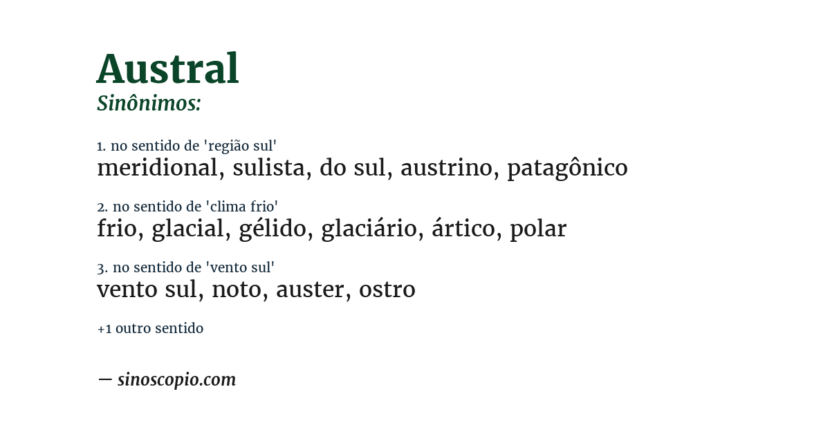 Sinônimo de austral