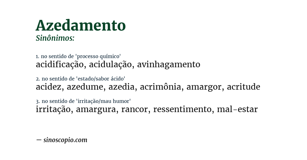 Sinônimo de azedamento