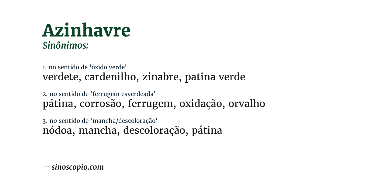 Sinônimo de azinhavre