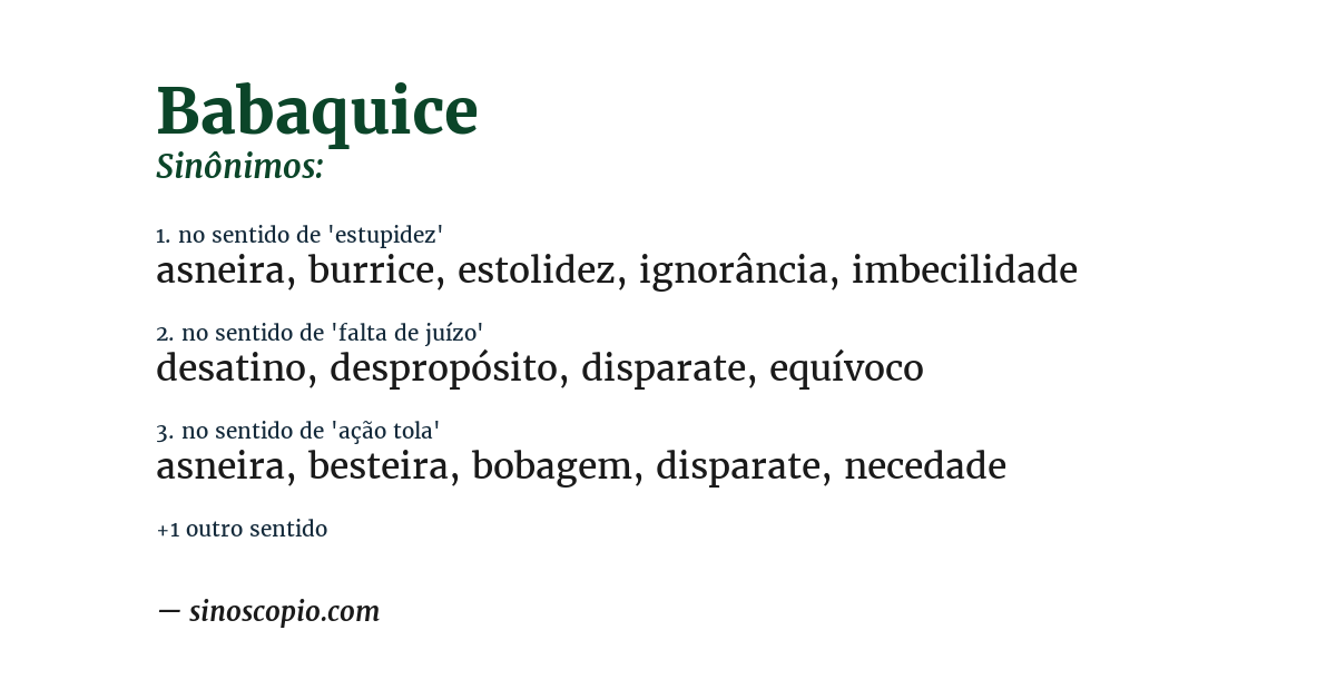 Sinônimo de babaquice