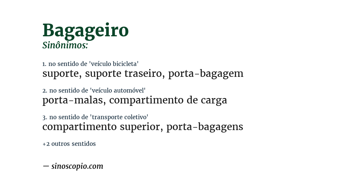 Sinônimo de bagageiro