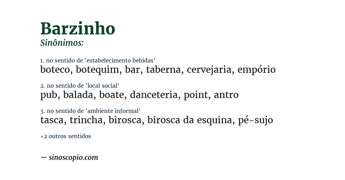 Sinônimo de barzinho