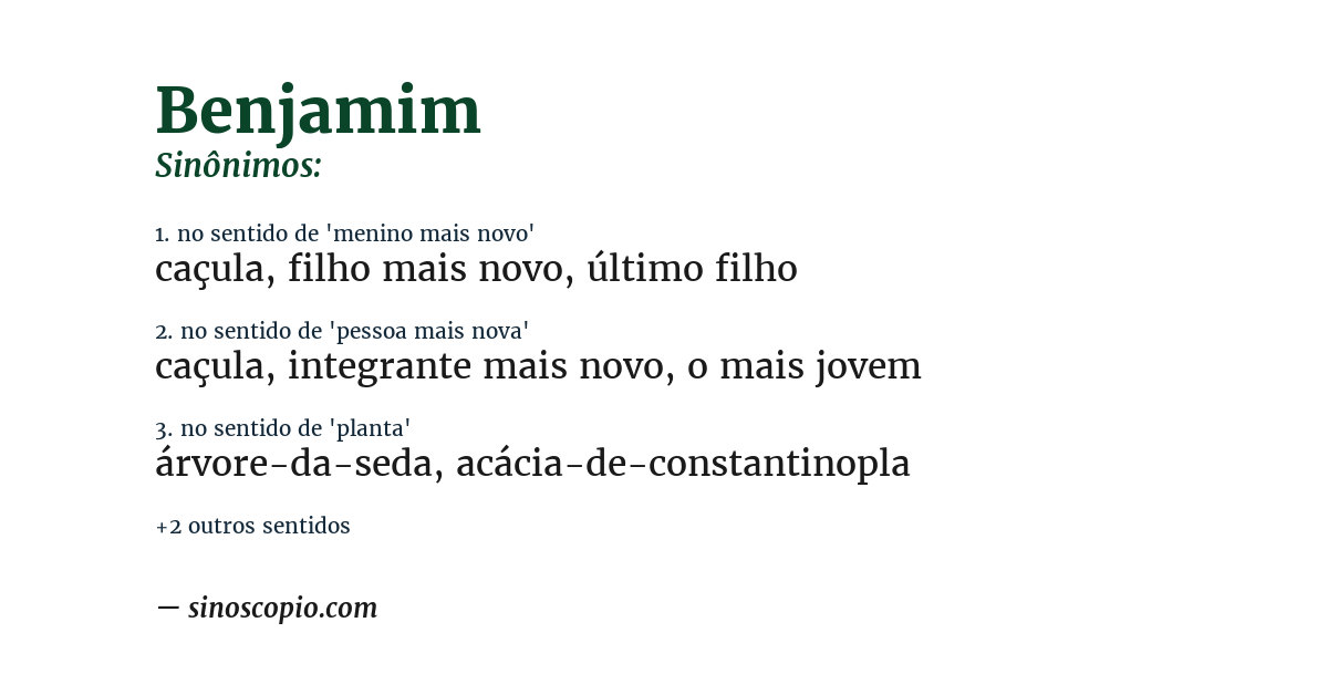 Sinônimo de benjamim