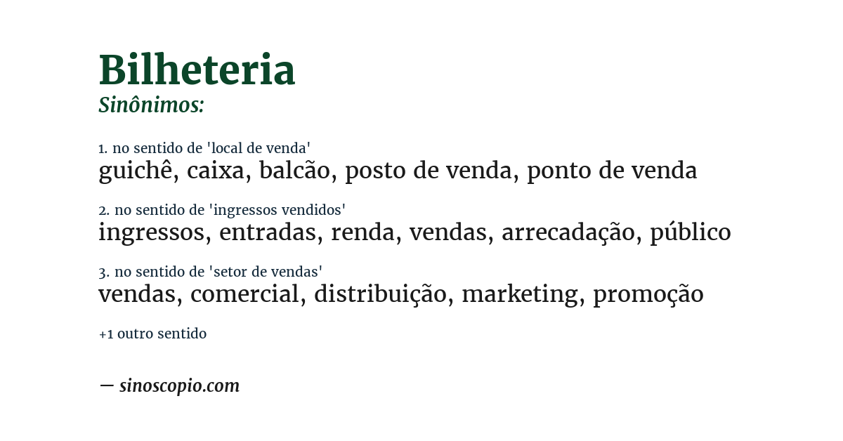 Sinônimo de bilheteria