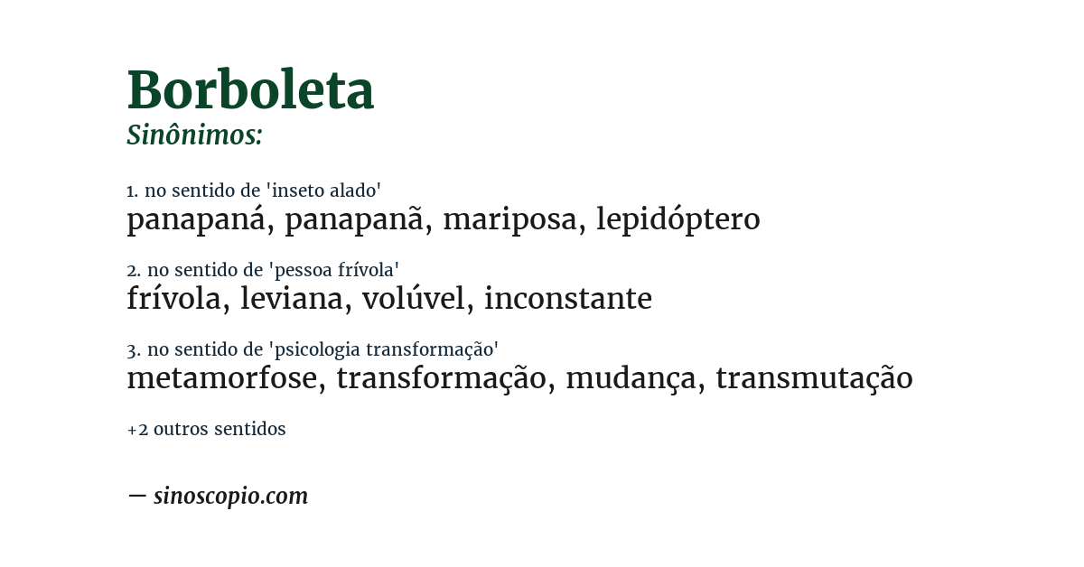 Sinônimo de borboleta