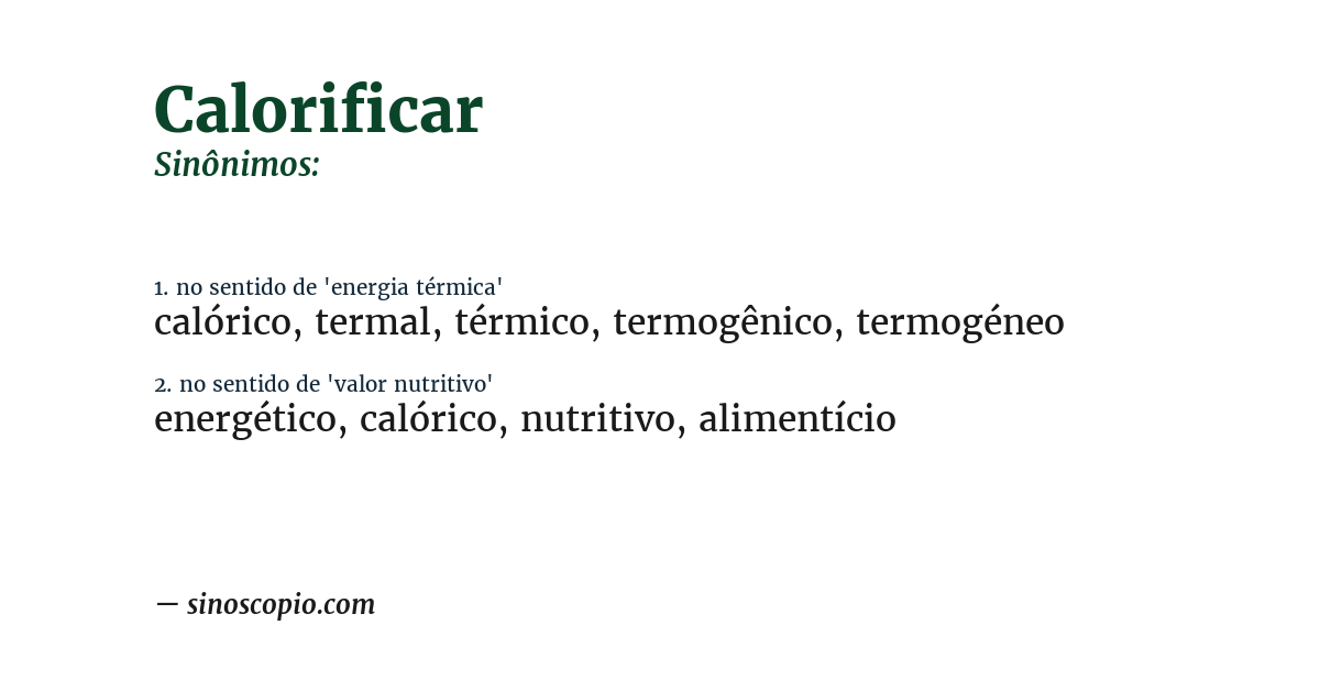 Sinônimo de calorificar