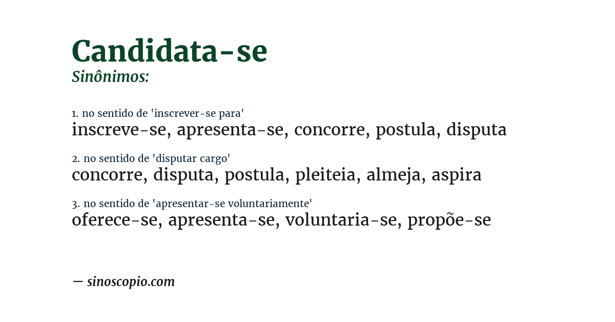 Sinônimo de candidata-se