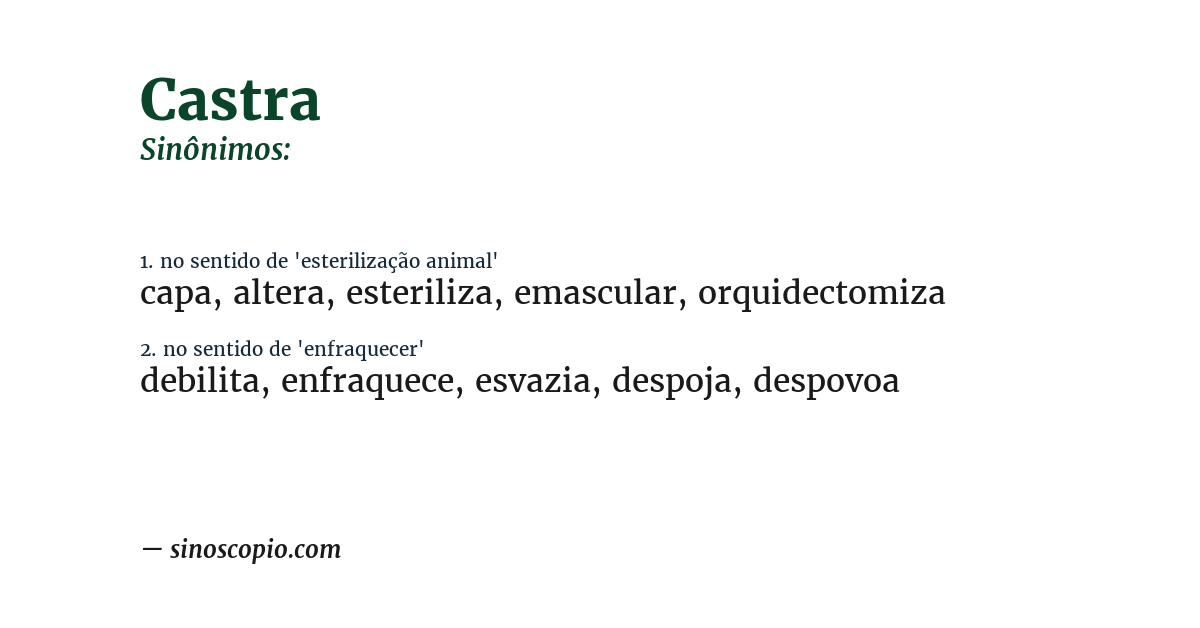 Sinônimo de castra