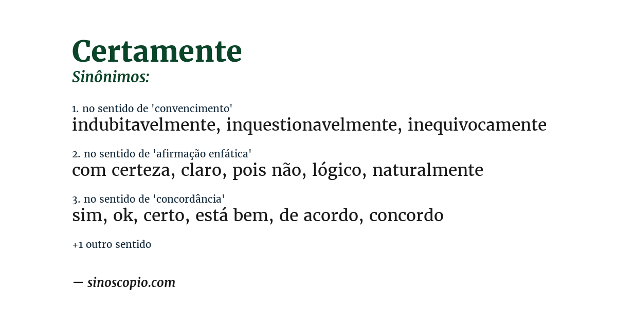 Sinônimo de certamente
