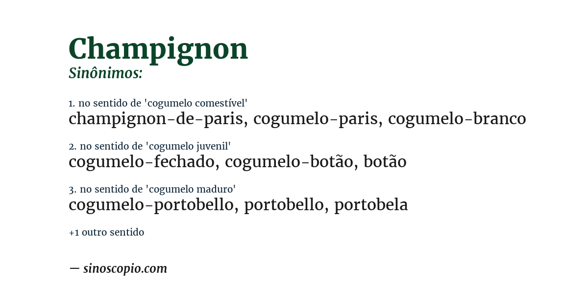 Sinônimo de champignon