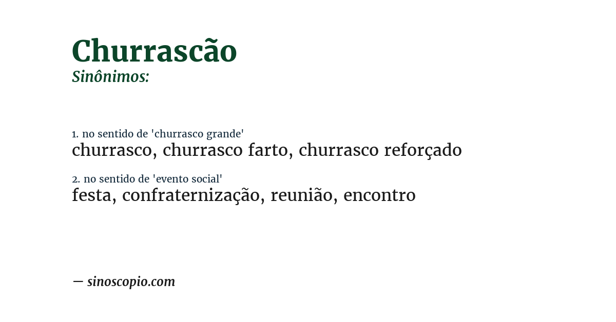 Sinônimo de churrascão