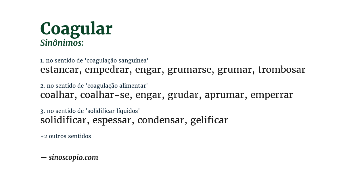 Sinônimo de coagular