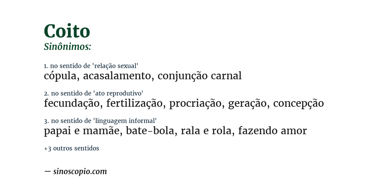 Sinônimo de coito