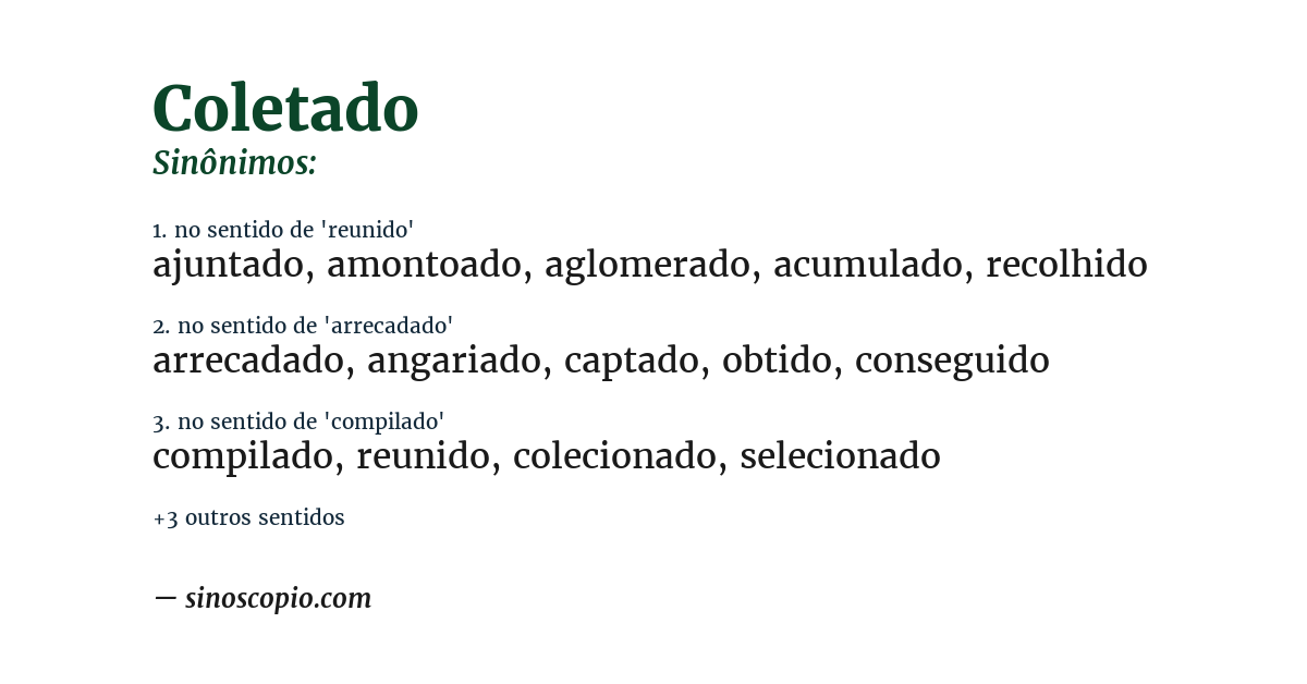 Sinônimo de coletado