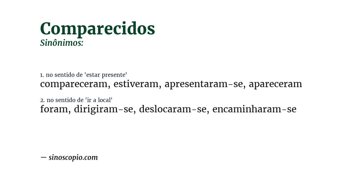 Sinônimo de comparecidos