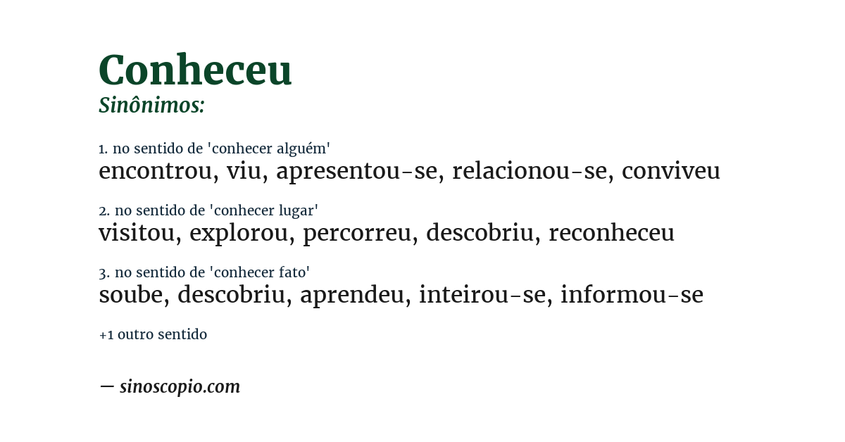 Sinônimo de conheceu