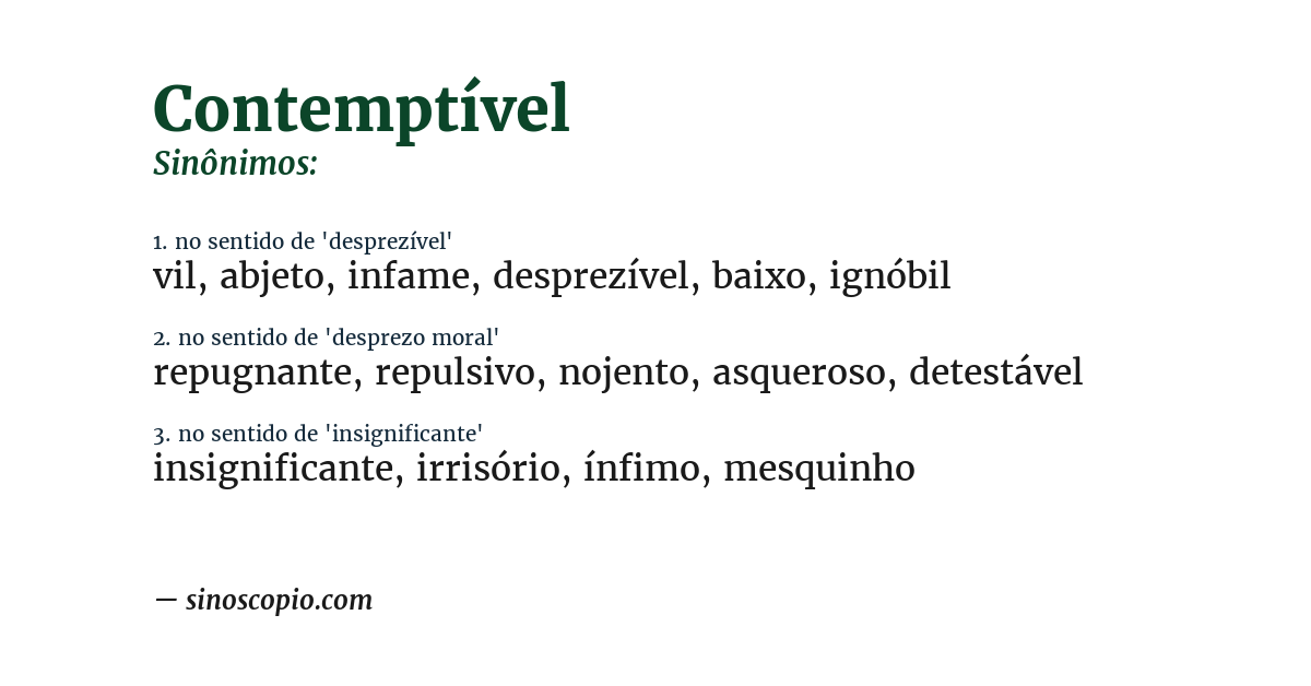 Sinônimo de contemptível