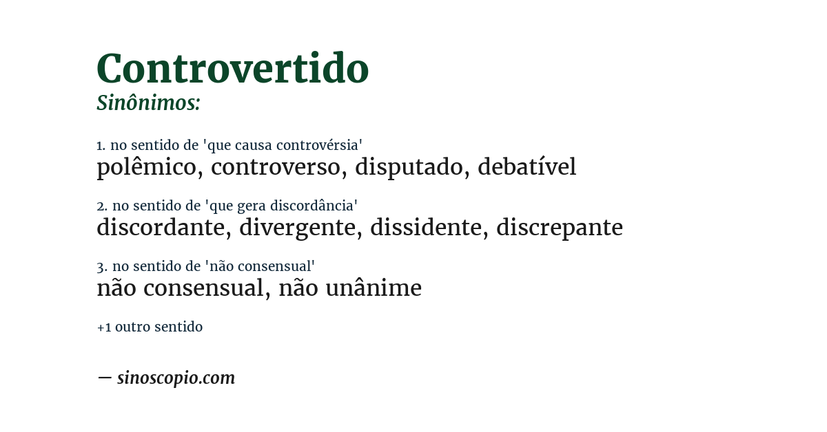 Sinônimo de controvertido