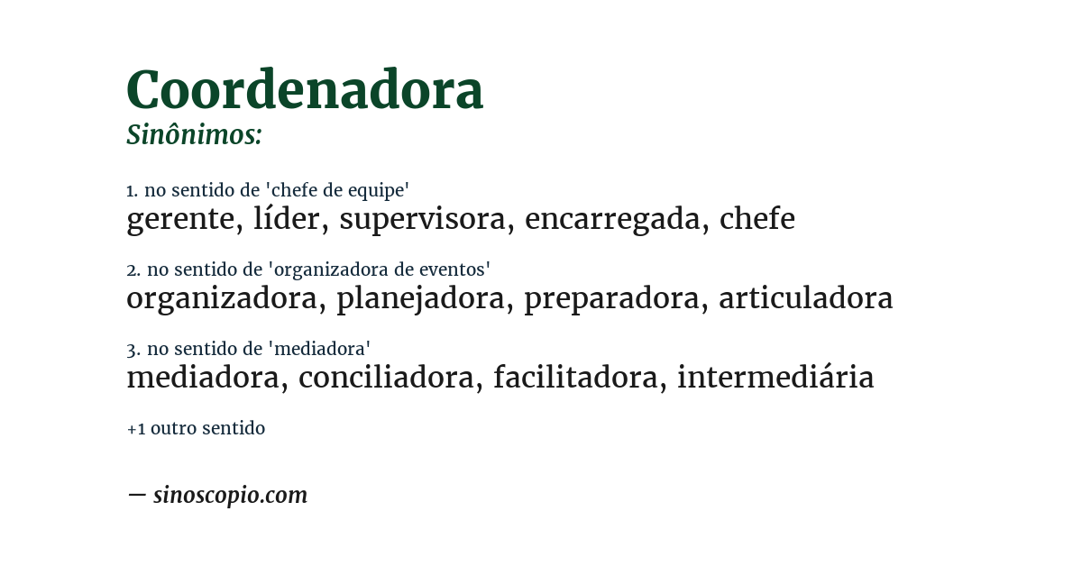 Sinônimo de coordenadora