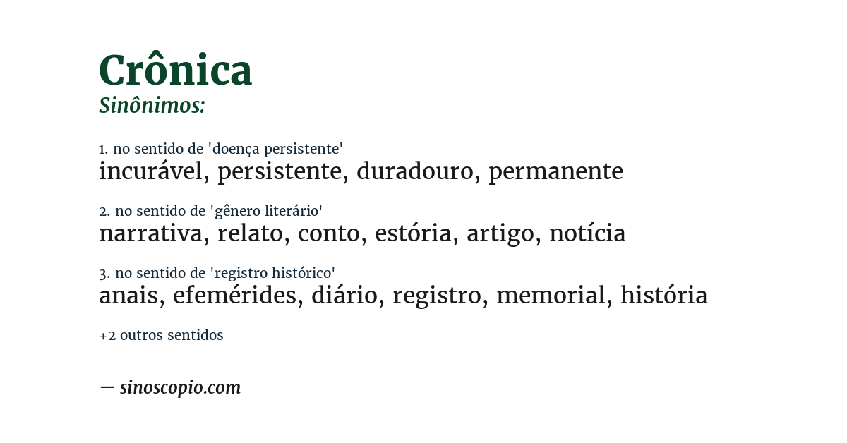 Sinônimo de crônica