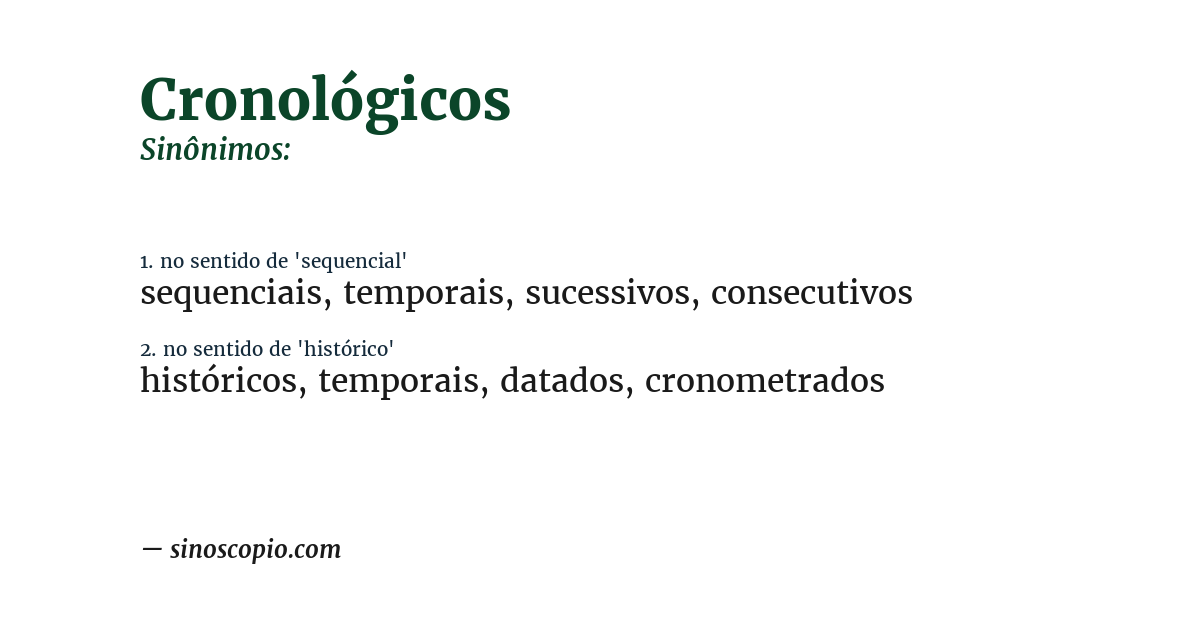 Sinônimo de cronológicos