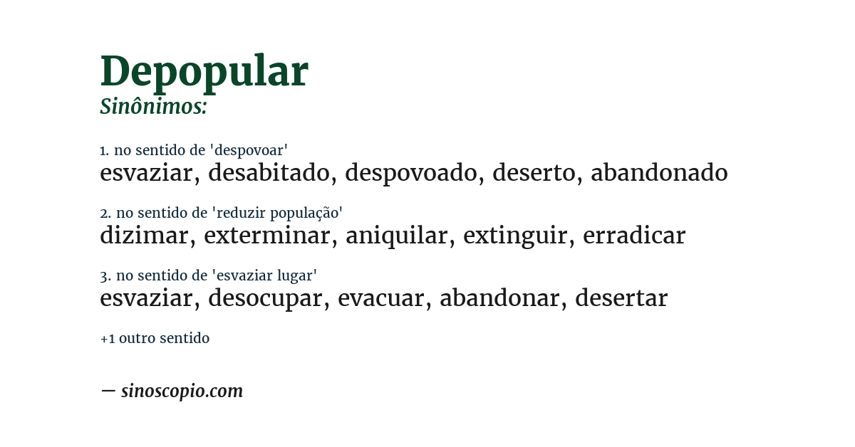 Sinônimo de depopular
