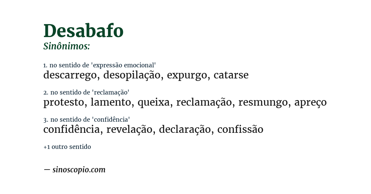 Sinônimo de desabafo