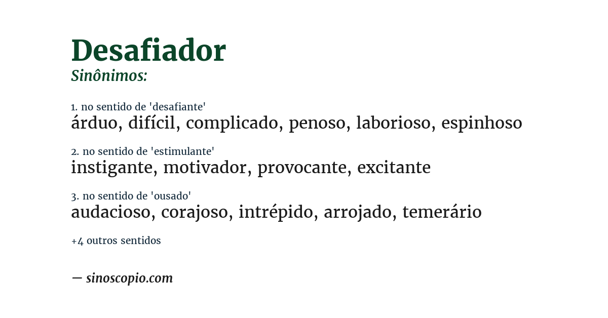 Sinônimo de desafiador