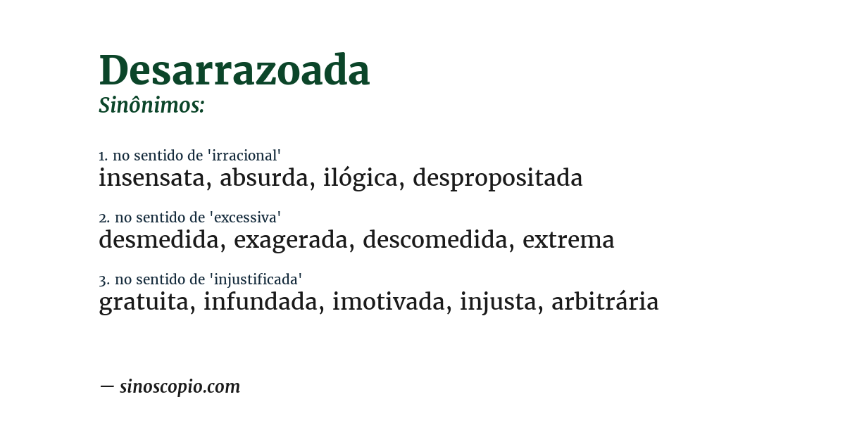 Sinônimo de desarrazoada