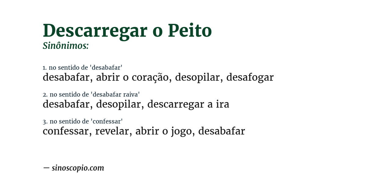 Sinônimo de descarregar o peito