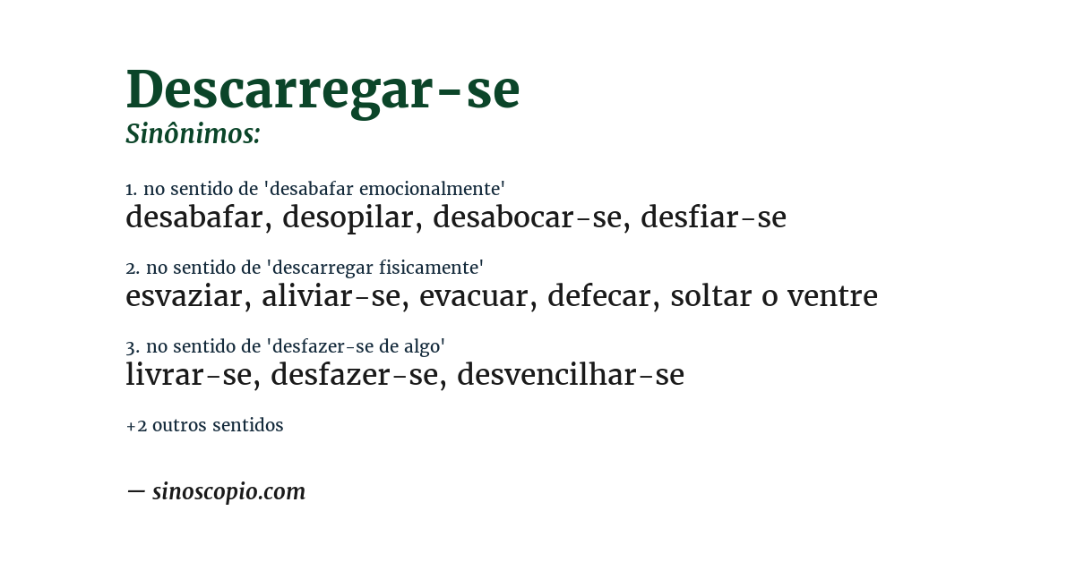 Sinônimo de descarregar-se