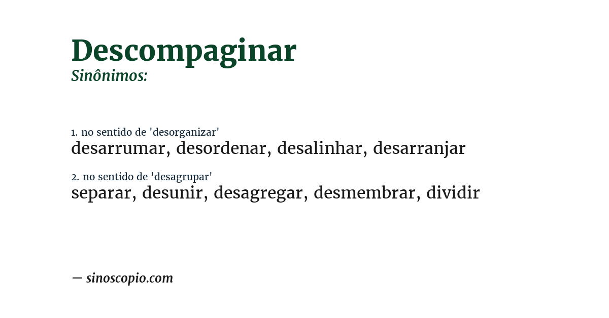 Sinônimo de descompaginar