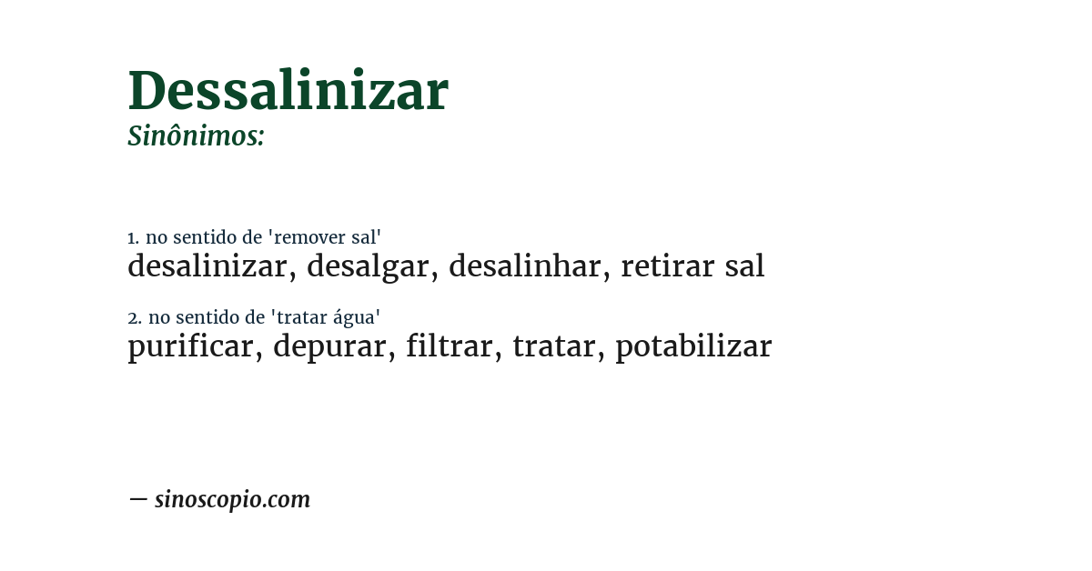 Sinônimo de dessalinizar