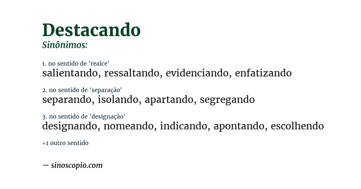 Sinônimo de destacando
