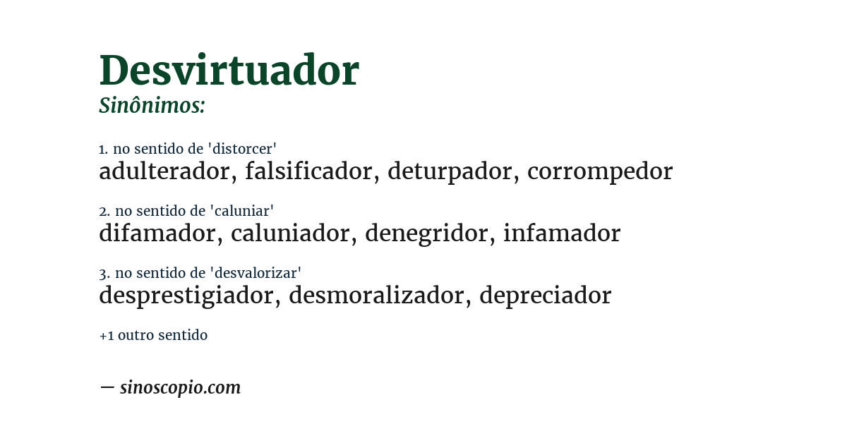 Sinônimo de desvirtuador