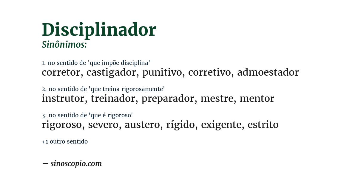 Sinônimo de disciplinador