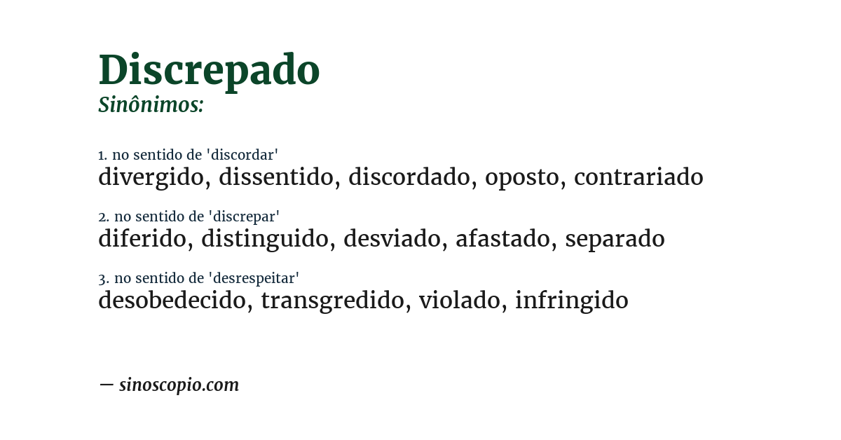 Sinônimo de discrepado