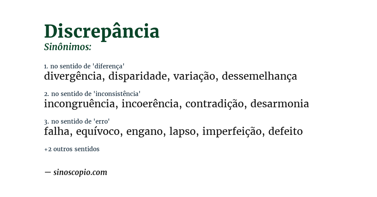 Sinônimo de discrepância