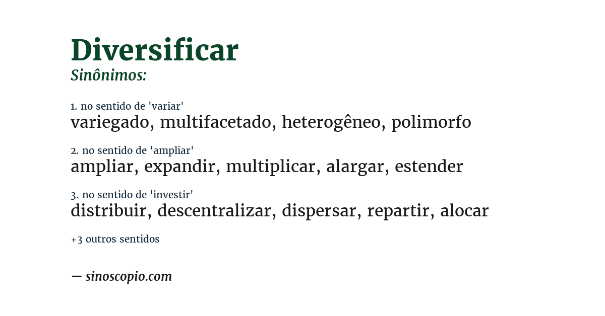 Sinônimo de diversificar