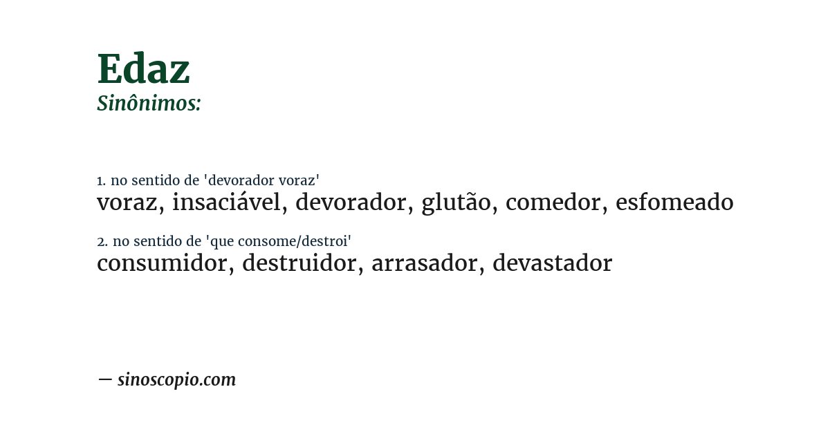 Sinônimo de edaz