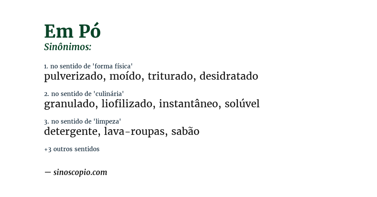 Sinônimo de em pó