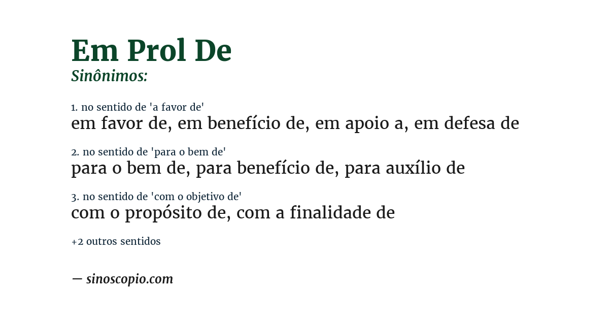 Sinônimo de em prol de