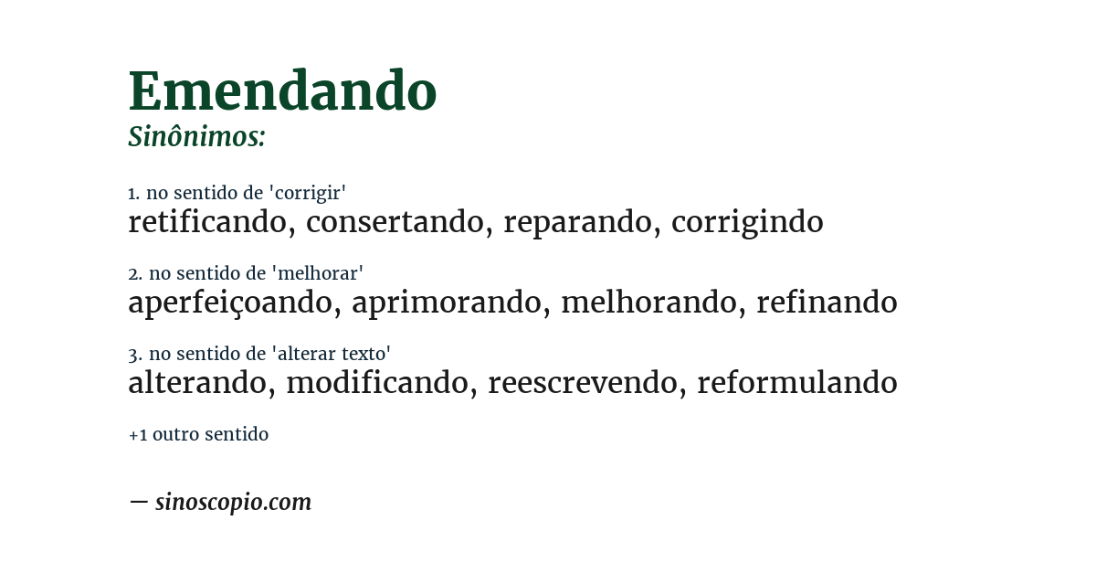 Sinônimo de emendando