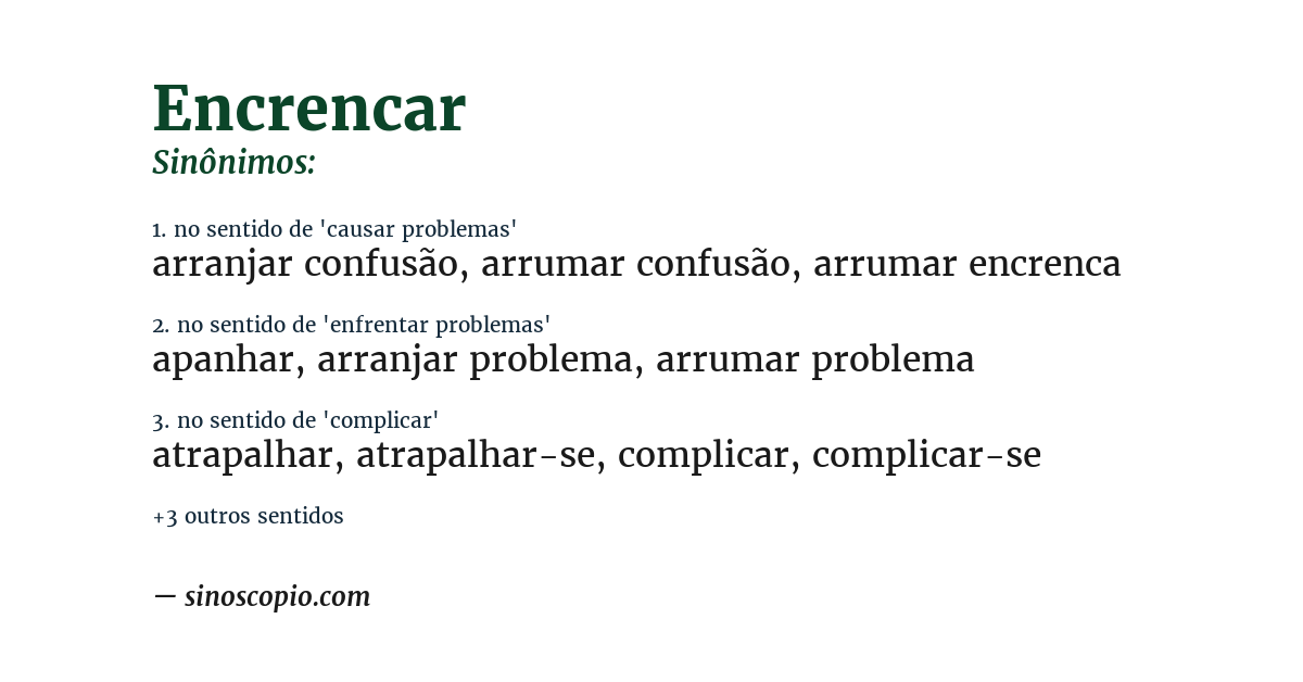 Sinônimo de encrencar