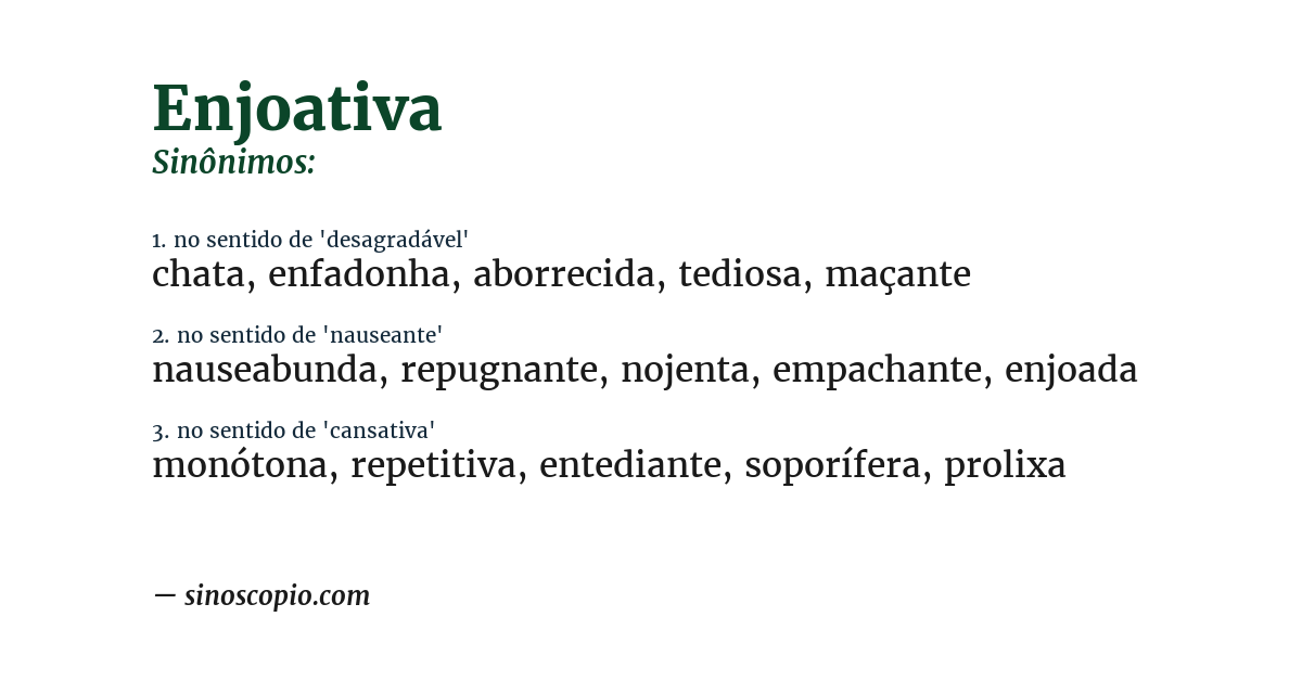 Sinônimo de enjoativa