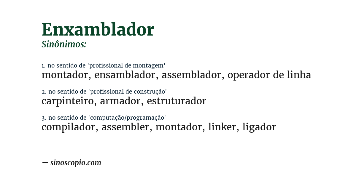 Sinônimo de enxamblador