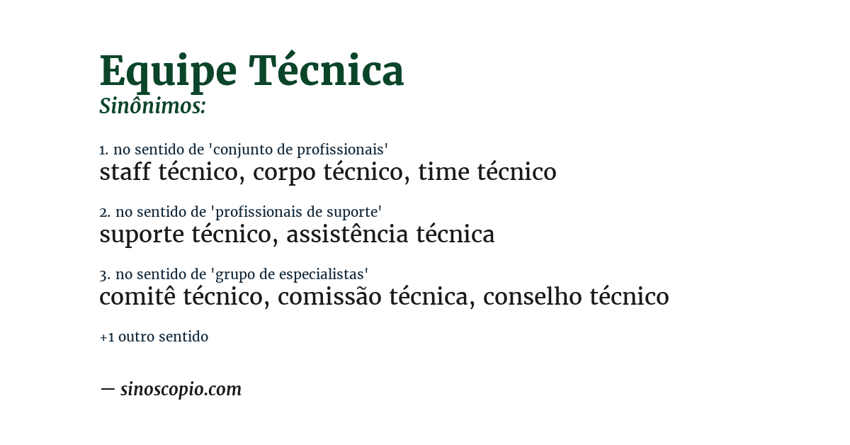 Sinônimo de equipe técnica