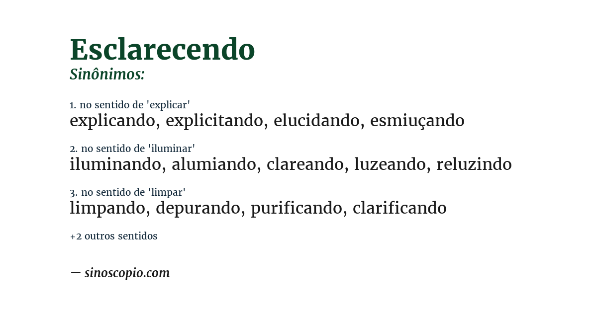 Sinônimo de esclarecendo
