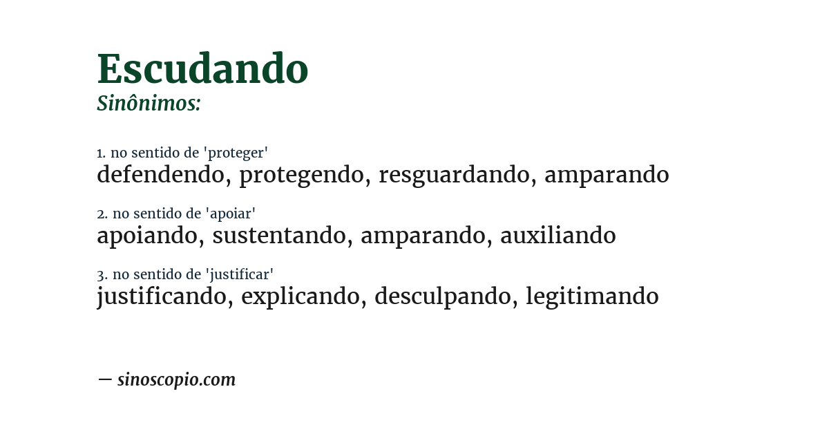Sinônimo de escudando