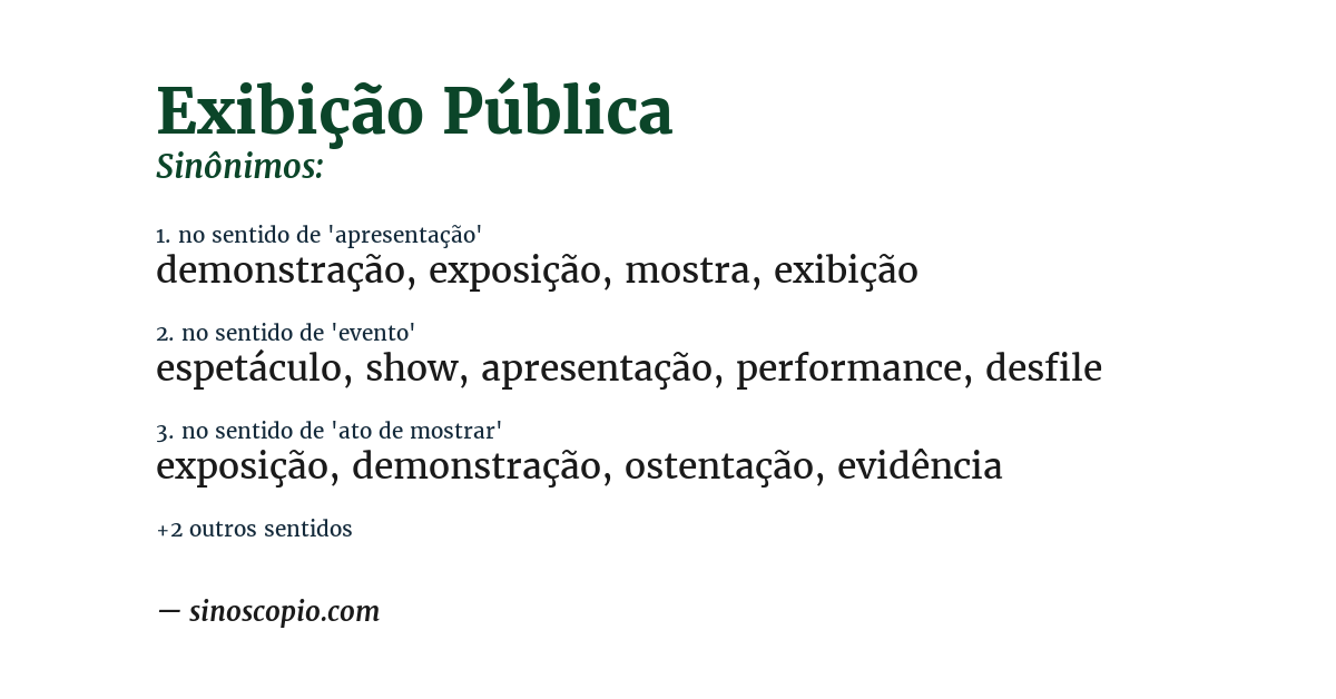 Sinônimo de exibição pública